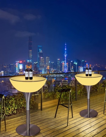 Стол светящийся круглый на металическом основании 80х80х56