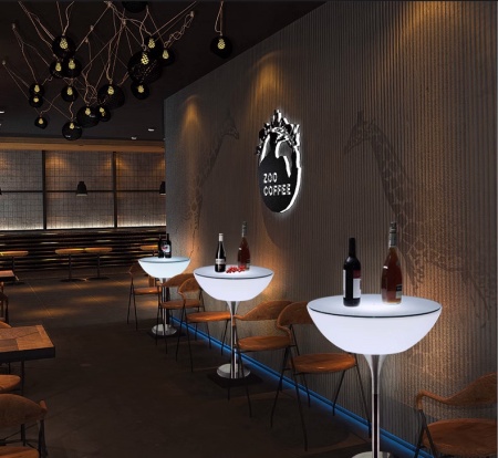 Стол светящийся круглый на металическом основании 80х80х96